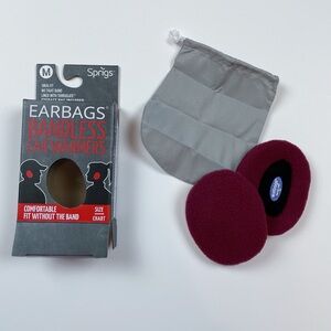 NWT Sprigs Burgundy Earbags Bandless Ear Warmers Sz. Medium